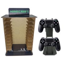 Porta 11 Jogos Físico Mine + Suporte Controle Gamer 22x16,3x29,4 Mdf Madeira Adesivada