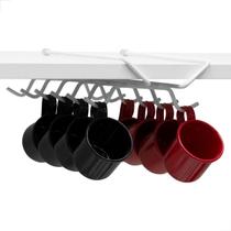 Porta 12 Xícaras Suspenso Suporte Organizador Armário Cozinha 100% Aço Branco