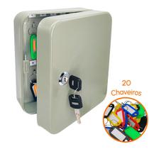 Porta 20 Chaves Claviculário em Aço + 20 Chaveiros Numerados Coloridos c/ Chave Reserva Armário Gabinete Quadro Chaves Porta 20 Chaves Claviculário em Aço + 20 Chaveiros Numerados Coloridos c/ Chave Reserva Armário Gabinete Quadro Chaves