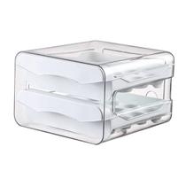 Porta 32 Ovos 2 Andares Organizador Caixa Empilhável Gaveteiro Moderno Branco Cozinha Geladeira Dia das Mães Pais Organização Café da Manhã