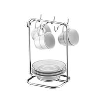 Porta 6 Xícaras E Pires Suporte Mesa de Aço Tamanho p/ Café