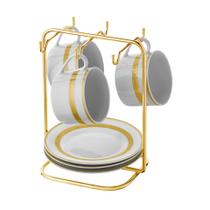 Porta 6 Xícaras E Pires Suporte Mesa de Aço Tamanho p/ Chá