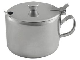 Porta Açúcar Açucareiro De Mesa Aço Inox Com Tampa Abre E Fecha Colher Alça Western