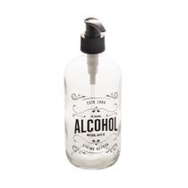 Porta Álcool em Gel com Pump Preto Lyor de Vidro 490ml