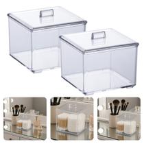 Porta Algodão Caixa Acrílica Quadrada Pequena Cotonete Higiene Pessoal Maquiagem SkinCare Porta Algodão Caixa Acrílica Quadrada Pequena Cotonete Higiene Pessoal Maquiagem SkinCare