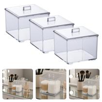 Porta Algodão Caixa Acrílica Quadrada Pequena Cotonete Higiene Pessoal Maquiagem SkinCare Porta Algodão Caixa Acrílica Quadrada Pequena Cotonete Higiene Pessoal Maquiagem SkinCare