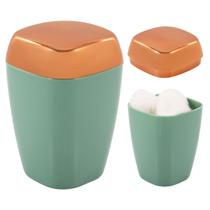 Porta Algodão Cotonete Com Tampa Rosé Gold Brilhante Organizador Multiuso Porta Acessórios Objetos Para Banheiro Lavabo Pia Bancada