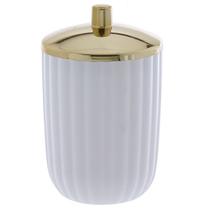 Porta Algodão Cotonete de Acrílico Redondo Branco Bagno 13X8CM DE Ø