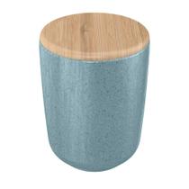 Porta Algodão Cotonete OU Ceramica Azul c/ Tampa Bambu Porta Algodão Cotonete OU Ceramica Azul c/ Tampa Bambu
