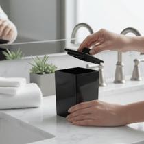 Porta Algodão Cotonete Preto Bagno Quadratta