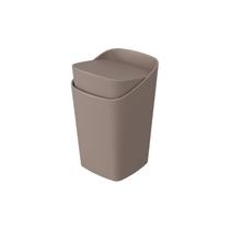 Porta Algodão/Cotonete Square em Plástico Warm Gray 8,2x8,2x12,3cm - Coza