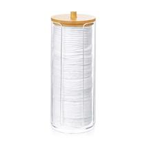 Porta Algodão De Plástico E Bambu Organizador Multiuso 18cm