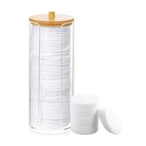 Porta Algodão Disco Com Tampa De Bambu Organizador 18cm Porta Algodão Disco Com Tampa De Bambu Organizador 18cm