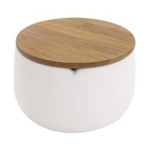 Porta Algodão Pote Multiuso Organizador Com Tampa Em Bambu