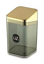 Porta Algodão Slim Luxo Acrílico com Tampa Preto Dourado -UZ
