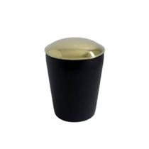 Porta Algodão Suporte Cotonete Preto Dourado Banheiro Lavabo