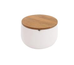 Porta Algodão White Tampa Bambu 8 cm Mimo Style BH22258 Porta Algodão White Tampa Bambu 8 cm Mimo Style BH22258