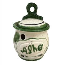 Porta Alho Grande 2 Litros Para Cozinha Feito de Cerâmica Com Furos Respiráveis