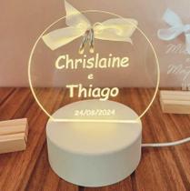Porta Aliança Personalizado com Base Luminária USB de Acrílico Porta Aliança Personalizado com Base Luminária USB de Acrílico