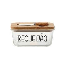 Porta Alimentos de Vidro com Tampa e Espátula Requeijão