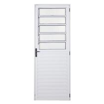 Porta Aluminio Giro Basculante Home Branco Vidro Liso Lado Direito L0,80XA2,10M