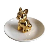 Porta aneis ceramica dog branco 10,3 x 10,3 x 7 cm. - Urban