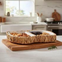 Porta Aperitivos 2 Divisorias Fibra Natural Petisqueira Frios Molheiras 31cm Mundiart Porta Aperitivos 2 Divisorias Fibra Natural Petisqueira Frios Molheiras 31cm Mundiart