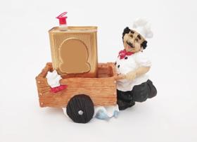 Porta Azeite Cozinheiro Com Carrinho De Resina