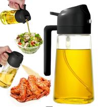 Porta Azeite de Vidro 2 em 1 Dispenser Pulverizador Cozinha 450ML