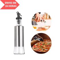 Porta Azeite e Vinagre 300ml Inox e Vidro com Dosador