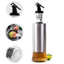 Porta Azeite Pimenta Vinagre com Dosador 300ml Vidro e Inox