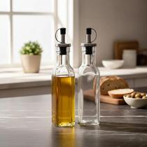 Porta Azeite Vinagre de Vidro 250ml 2Un Dosador Galheteiro Porta Azeite Vinagre de Vidro 250ml 2Un Dosador Galheteiro