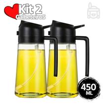 Porta Azeite Vinagre Spray Borrifador e Dosador Vidro 450 ml Azeiteiro Galheteiro