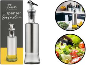 Porta Azeite Vinagre Temperos Galheteiro Dispenser Com Bico Dosador Inox Vidro 300ml Flux