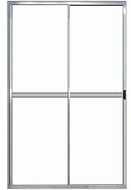Porta Balcão 2 Folhas 2,10x1,20 Aluminio Brilhante C/ Trinco
