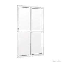 Porta balcão 2 folhas 2,10x1,20 LINHA 20 COM TRINCO no alumínio branco