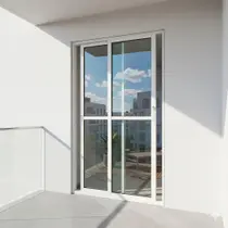 Porta Balcão 2 Folhas Vidro Alumínio Branco Linha 25 Com Fechadura Brecorimo Porta Balcão 2 Folhas Vidro Alumínio Branco Linha 25 Com Fechadura Brecorimo
