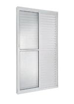 Porta Balcão 210x120 3 Folhas Móveis - Alumínio Branco - Linha 25 Suprema