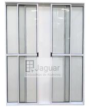 Porta Balcão 210x150 4 Folhas - Alumínio Branco - Linha 20 Normatizada - Jaguar Esquadrias