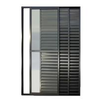 Porta balcão 3 folhas 2,10x1,50 alumínio preto com trinco