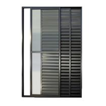 Porta balcão 3 folhas 2,10x1,50 com fechadura no alumínio preto Porta balcão 3 folhas 2,10x1,50 com fechadura no alumínio preto