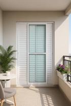 Porta Balcão 3 Folhas Alumínio Branco Linha 25 Com Fechadura Brecorimo Porta Balcão 3 Folhas Alumínio Branco Linha 25 Com Fechadura Brecorimo