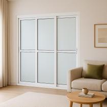 Porta Balcão 3 Folhas Vidro Alumínio Branco Linha 25 Com Fechadura Brecorimo Porta Balcão 3 Folhas Vidro Alumínio Branco Linha 25 Com Fechadura Brecorimo