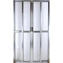 Porta balcão 4 folhas 2,10x2,00 LINHA 20 COM TRINCO no alumínio brilhante