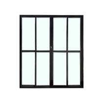 Porta Balcão 4 Folhas Vidro 210x160 Alumínio Preto Linha 25