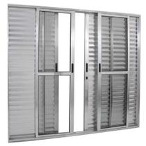 Porta balcão 6 folhas 2,10x1,50 com fechadura no alumínio brilhante Porta balcão 6 folhas 2,10x1,50 com fechadura no alumínio brilhante