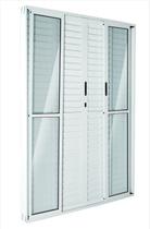 Porta Balcao 6 Folhas 2,10x2,00 Branca c/ fechadura Linha 25 Premium Porta Balcao 6 Folhas 2,10x2,00 Branca c/ fechadura Linha 25 Premium