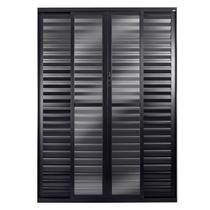 Porta Balcão Central Veneziana 6 Folhas Topsul Topsul 210x200cm Esquadrisul Ambos Os Lados Preto