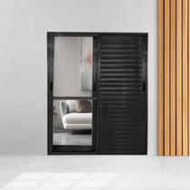 Porta Balcão de Alumínio 3 Folhas Móveis 210 x 150cm com Fechadura Linha 25 Preto Esquadrias Bergamo