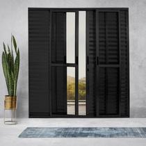 Porta Balcão de Alumínio 6 Folhas 210 x 200cm com Fechadura Linha 25 Preto Esquadrias Bergamo Porta Balcão de Alumínio 6 Folhas 210 x 200cm com Fechadura Linha 25 Preto Esquadrias Bergamo